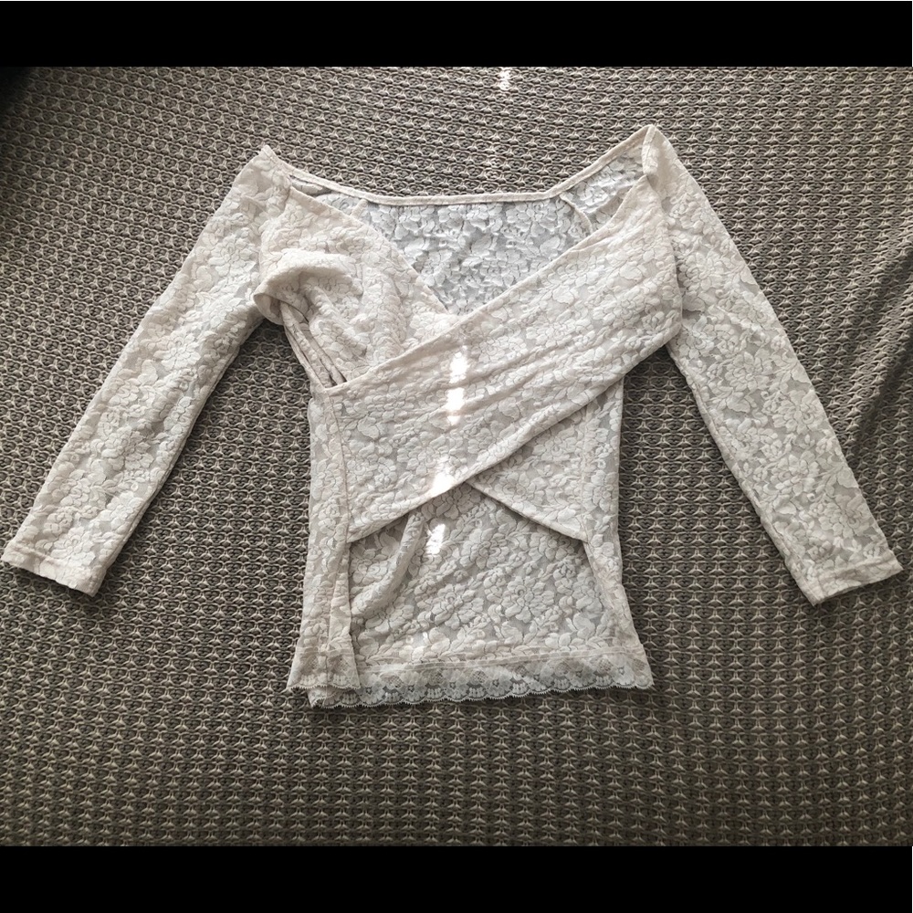 Japanese lace long sleeved wrap top
